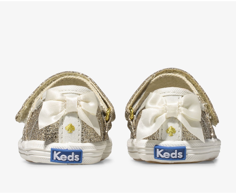 Kids Keds Slip Ons - Kate Spade new york Sloane MJ Glitter Crib - Gold - 7918-TCOJN